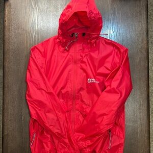 Red Packable Raincoat for Men